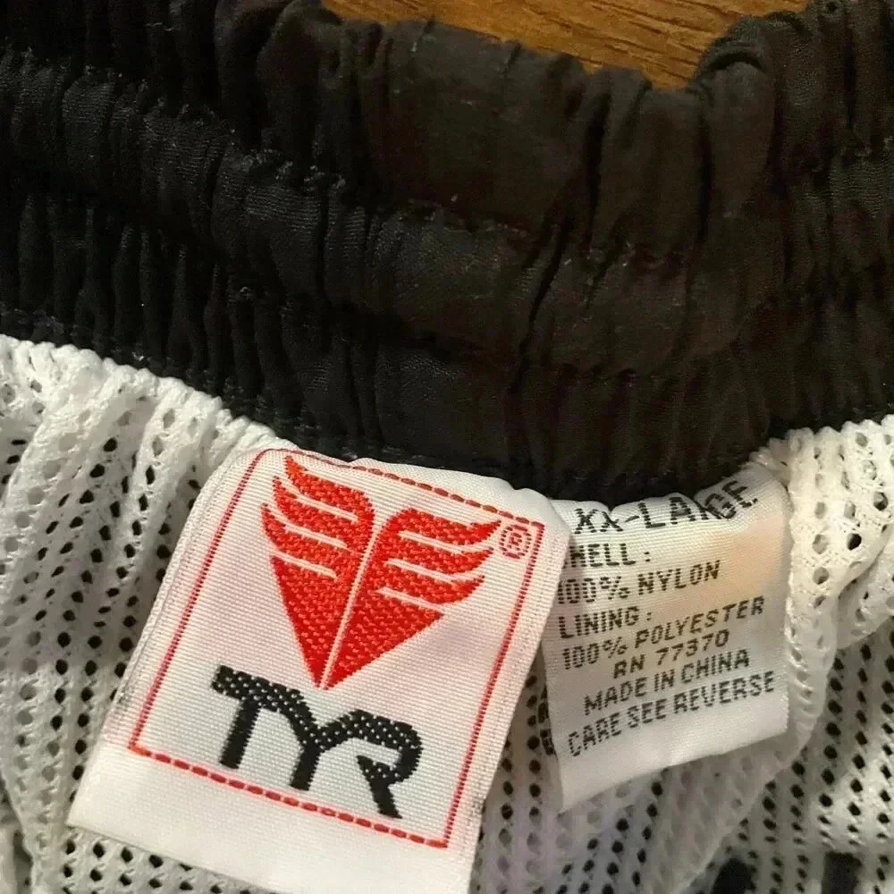 TYR Black Elastic Waistband Logo Athletic Swimming‎ Shorts Unisex Size XXL
